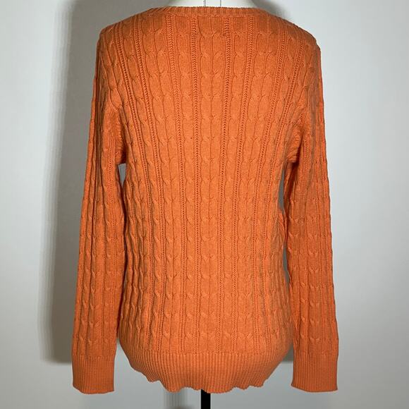 NWT St. John's Bay Orange Cable Knit Crewneck Sweater Preppy Womens Size Large L - Picture 6 of 10